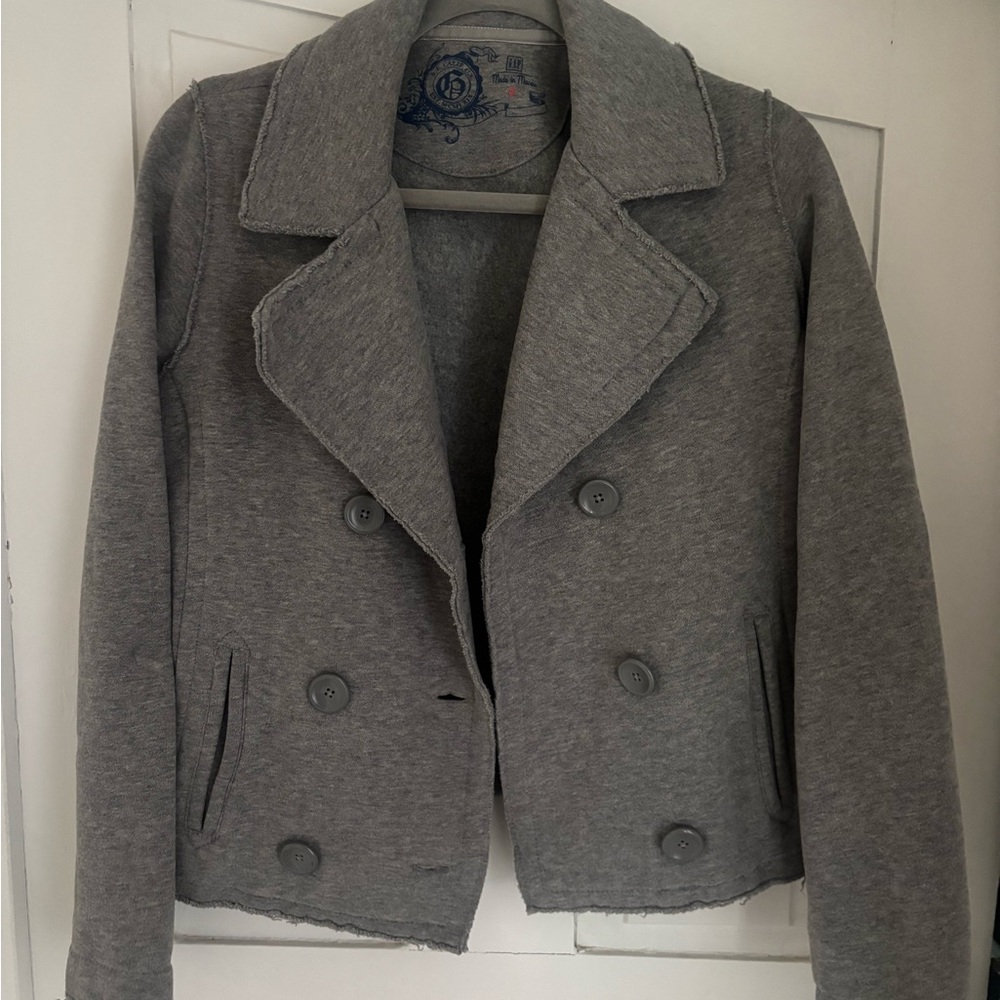 GAP Gray Double-Breasted Sweatshirt Jacket